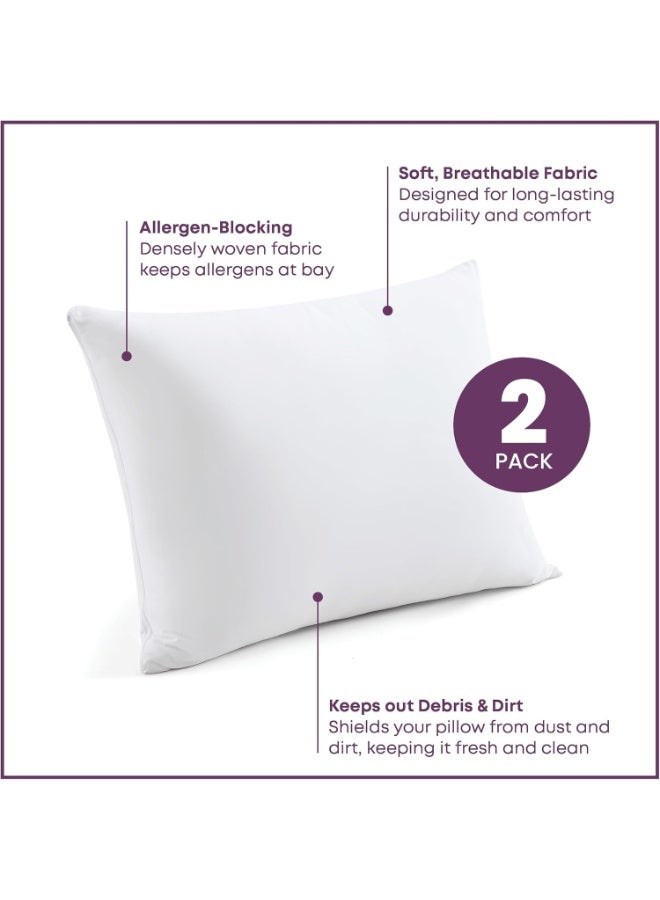 إي وورلد طقم غطاء وسادة 2 قطعة من القطن 100٪ | أبيض سادة | جودة فندقية وراحة عالية | 50×75 سم، 180 TC - Image 4